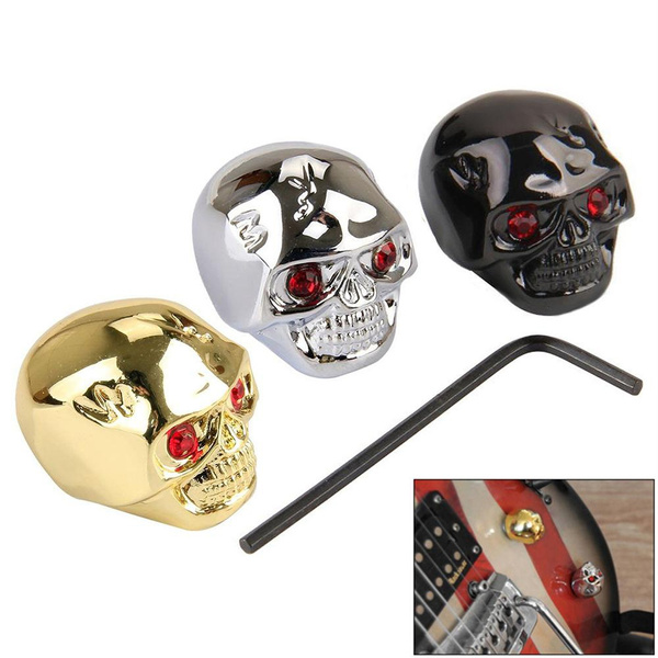 1pc Skull Head Guitar Volume Tone Control Knob Gold/Silver/Black Wish
