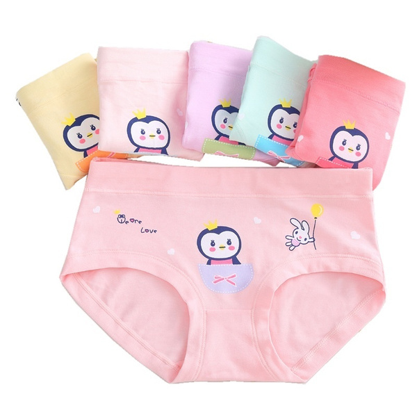 1/3/6pcs 2-15Years Soft Cotton Girls Underwear:Kids Girls Cute
