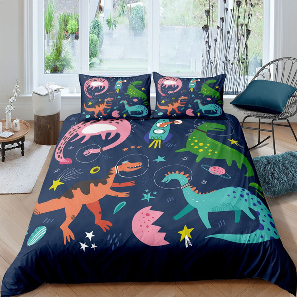 Kingla Home Dinosaur Bedding Twin for Boys Soft Microfiber Kids Duvet Cover Set 2PC Cartoon Comforter Cover Set 1 Duvet Cover + 1 Pillowcase