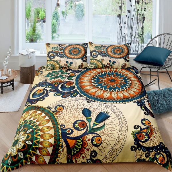 Indian Doona Duvet Cover Queen Mandala Comforter Hippie Dorm Decor Bedding Sheet Boho Bedspread With 2 Pillow Cover