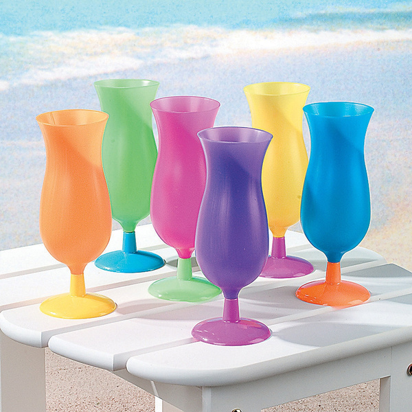 Neon Plastic Hurricane Glasses Party Supplies 12 Pieces Wish