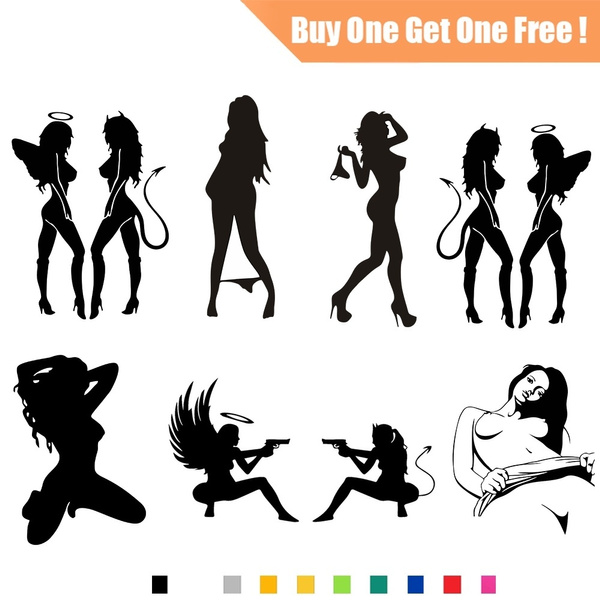 ANGLE AND DEVIL WOMEN 5 X 6 VINYL CAR TRUCK WINDOW DECAL STICKERS 