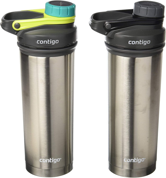 Contigo 2013637 Shake & Go Fit Stainless Steel Shaker Bottle, 24 oz, Flash,  2-Pack