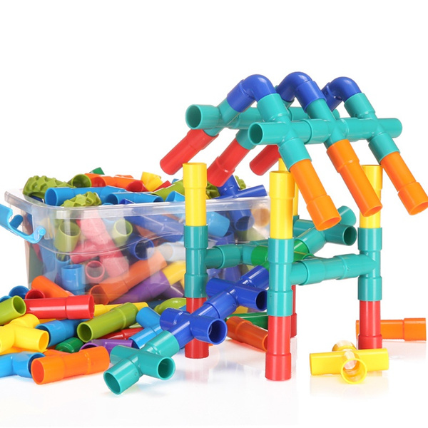 Kids Plastic Water Pipe Building Blocks DIY Assembling Toy Educational Toy BM 