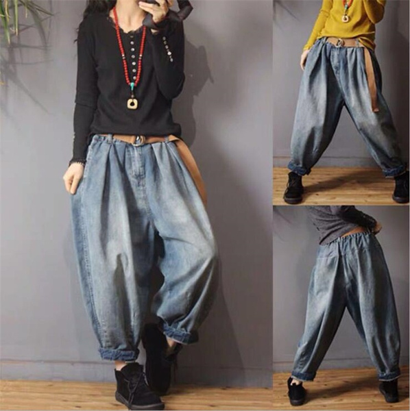 Spring Womens Blue Jeans Retro Art 