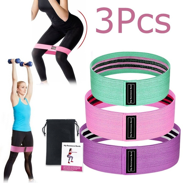 3 Hip Circle Loop Bands Workout Exercise Guide & Bag Resistance Booty Bands Set