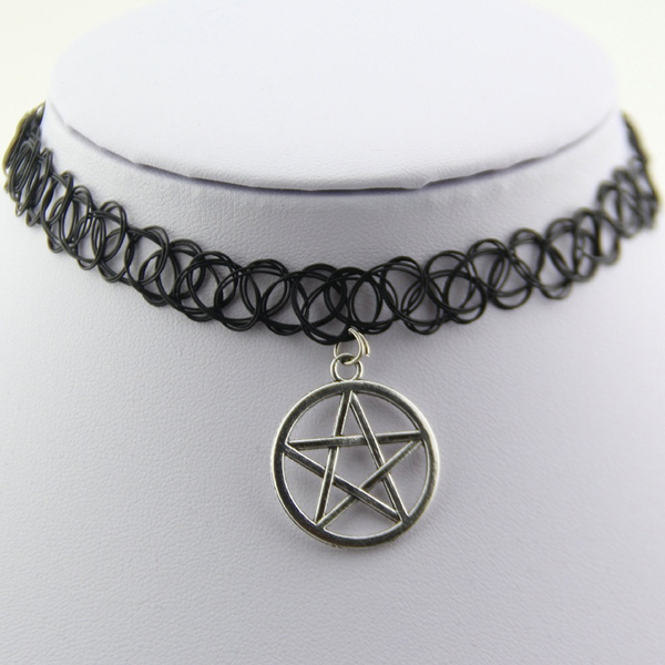 5pcs Pentagram Tattoo Choker Elastic 