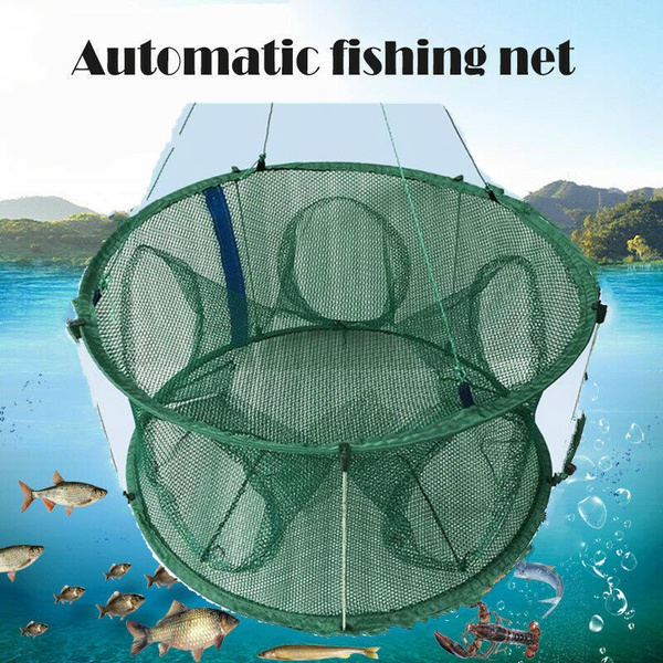 5 Holes Automatic Fishing Net Trap Cage Round Shape Open for Crab