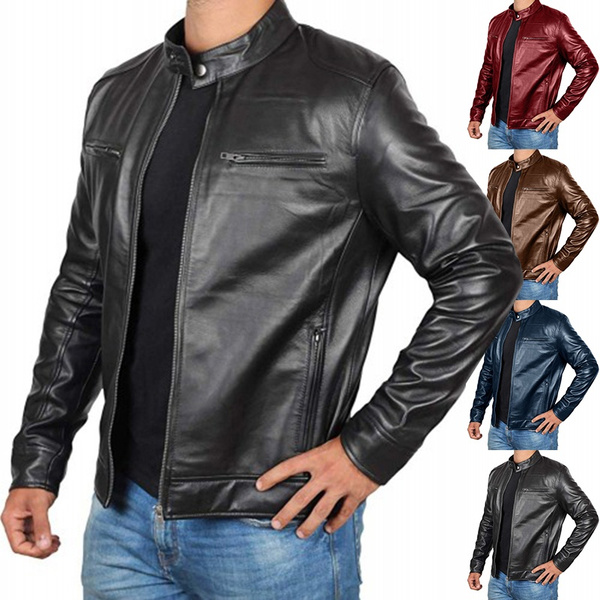 side zip leather jacket mens