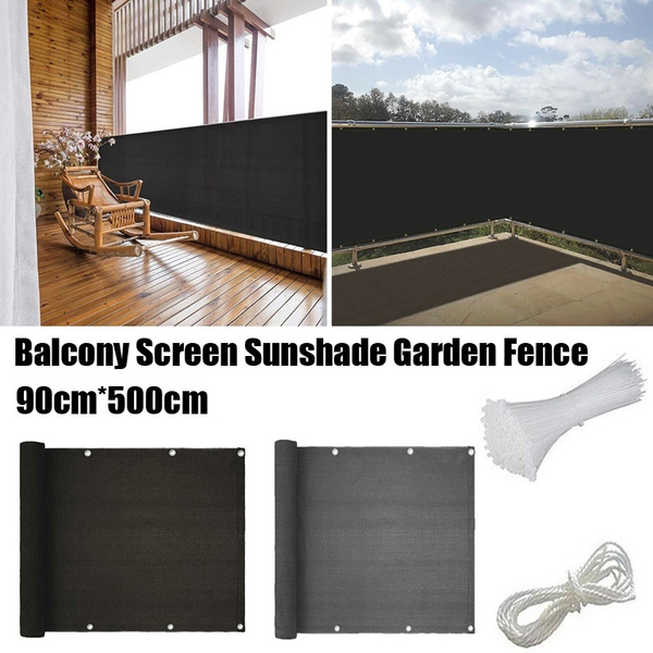 SUNNY GUARD Balcony Privacy Screen Cover Garden Privacy Screen HDPE Weatherproof UV Protection Windscreen with Cable Ties,75x300cm Cream