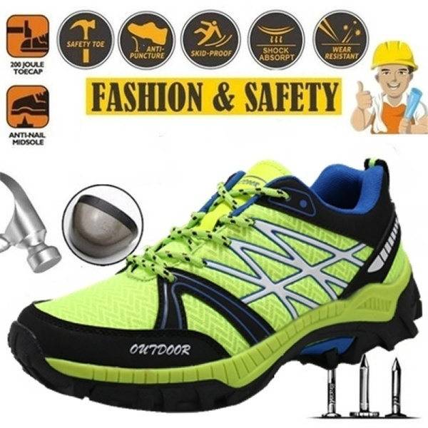 Men Safety Shoes Breathable Fashion Outdoor Steel Toe Work Boots Hiking Climbing 