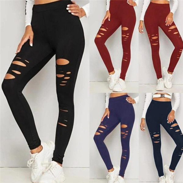 Womens High Waist Yoga Pants Cut Out 