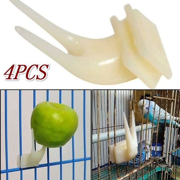 2x Birds Parrots Fruit Fork Pet Supplies Plastic Food Holder Feeding On Cage FS 