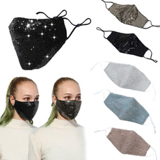 Outdoor, blackmask, sequinedfacemask, unisex