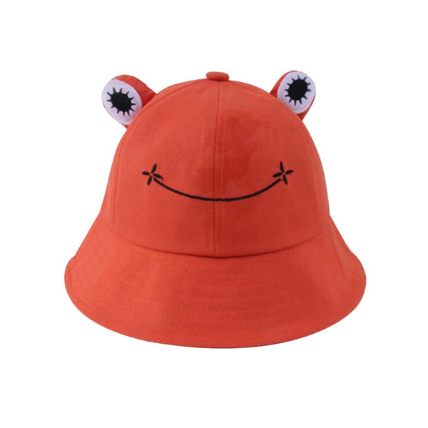 Summer cotton cute frog bucket hat men and women outdoor foldable fisherman hat