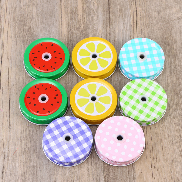 Decorative Mason Jar Lids with Cute Straws