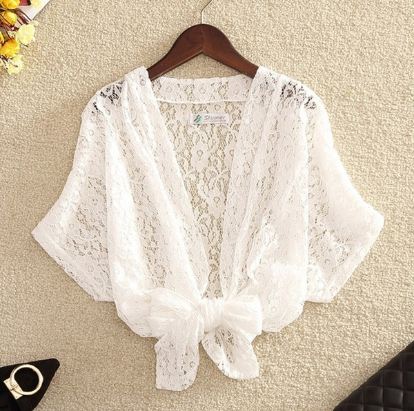 Short White Lace Cardigan