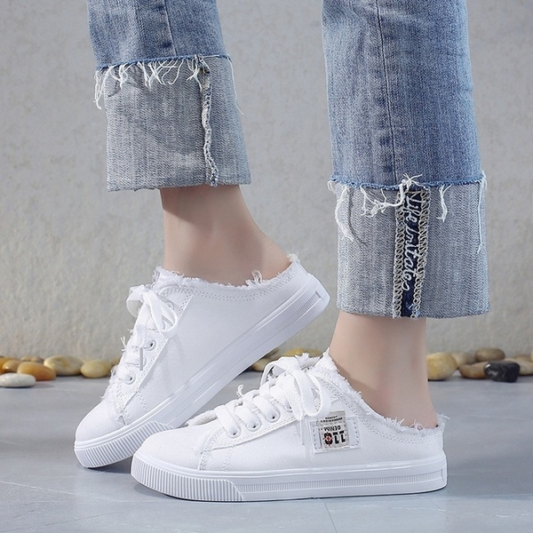Women Canvas White Shoes Classic Fashion Low Cut Loafer Sneakers