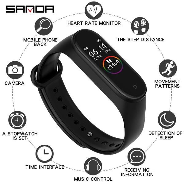 Pulsera Inteligente Sanda M4, rastreador de actividad física, podómetro,  Monitor de actividad, reloj Inteligente, rastreador de sueño, presión  arterial, Relogio Inteligente | Wish