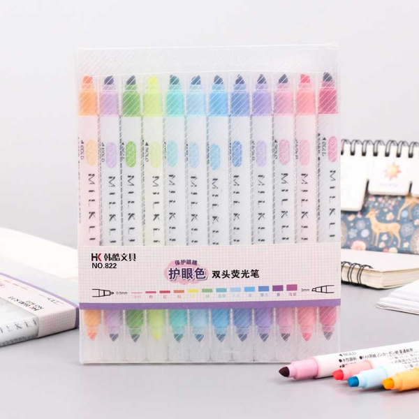 Double Head Mildliner Highlighters Art Marker Highlighter Pens Pastel  Markers Watercolor Fluorescent Pen Drawing