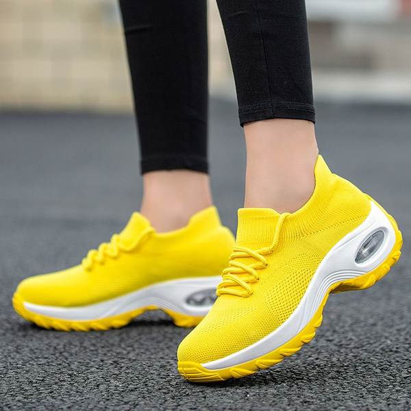 Cuñas Zapatos Para Mujer Zapatillas De Deporte Amarillas Zapatillas De Confort Para Mujer Zapatos Casuales De Zapatos De Talla Grande Chaussures Femme | Wish