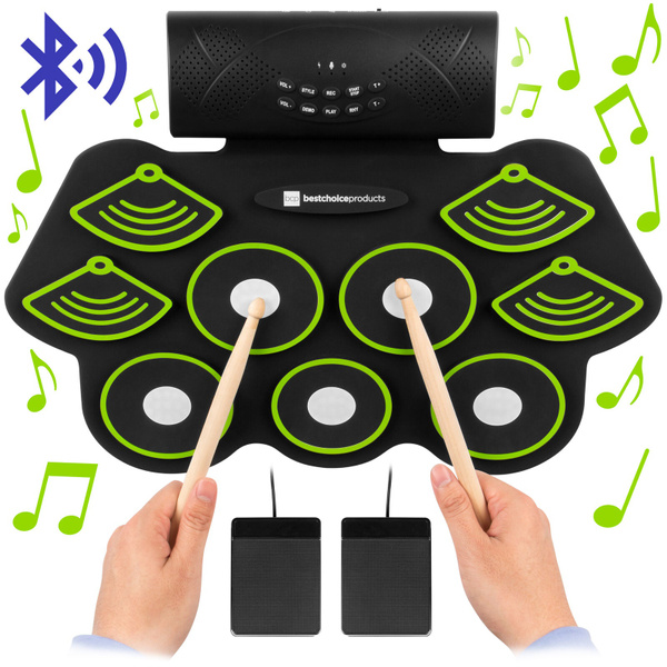 9 Pad Roll Up Bluetooth Electric Drum Set W/ Headphone Jack, Speaker ...