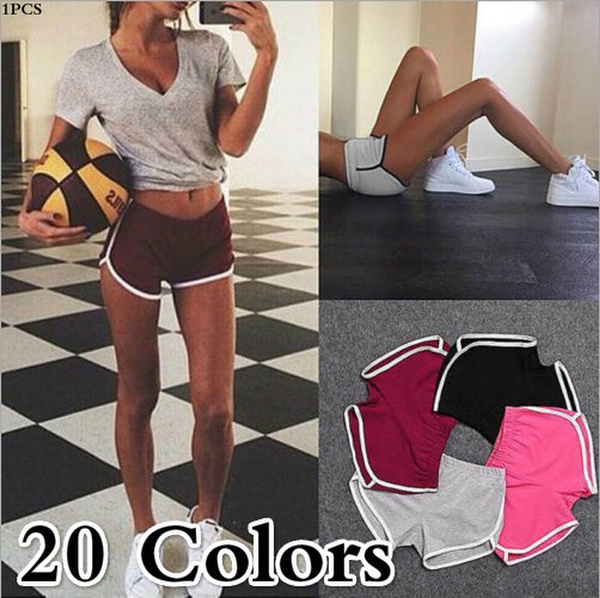 Women's Fashion Elastic Waist Booty Shorts Casual Sports Fitness Shorts  Running Summer Shorts