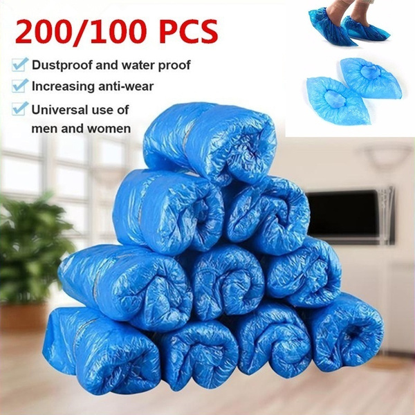 200 PCS Medical Waterproof Boot Covers Plastic Disposable Shoe Covers Overshoes