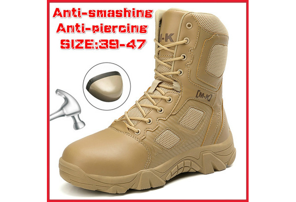 Mens Leather Safety Steel Toe Cap Army Combat Work Ankle Hiker Boots Shoes Size