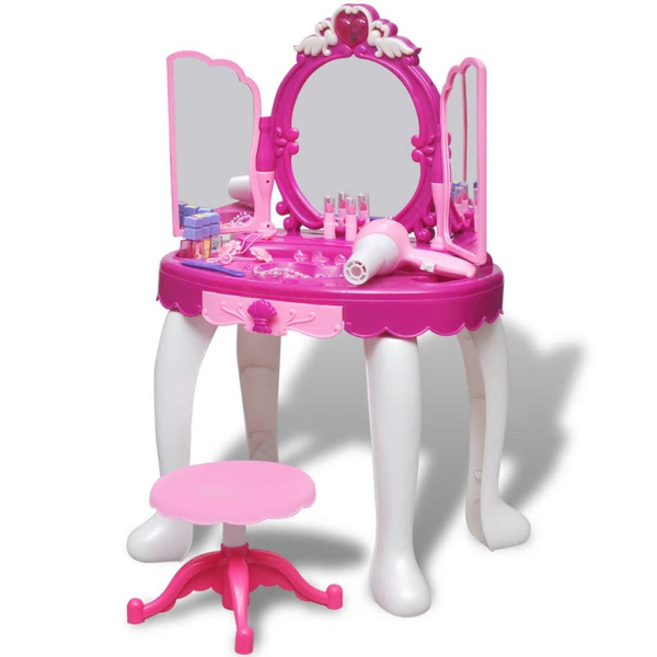 3Mirror Kids' Playroom Standing Toy Vanity Table with Light/Sound