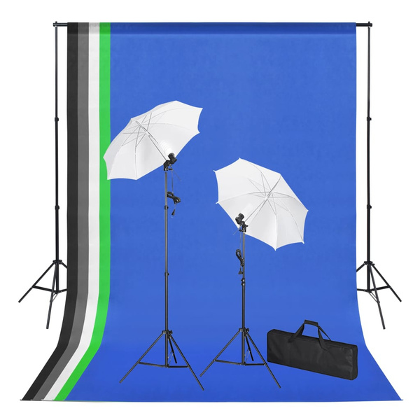 Photo Studio Kit with Backdrops Lamps and Umbrellas Fotostudio Set