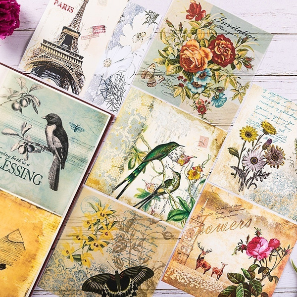 Junk Journal Project 8pcs/Set Vintage Bird English Letters Vellum Paper ...