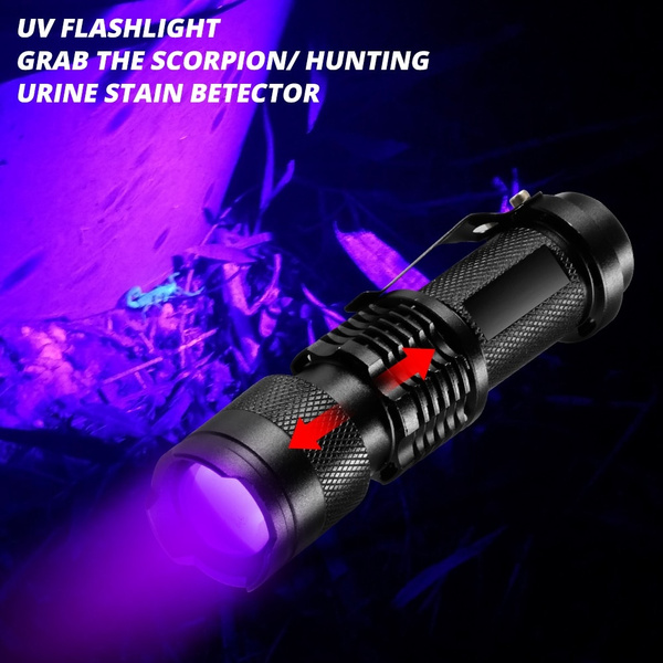 Linterna de luz ultravioleta 365 nm UV con zoom