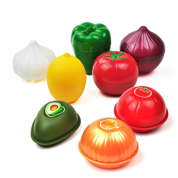 Kitchen Vegetable Fruits Onion Shaped Plastic Fresh Storage Box Case.