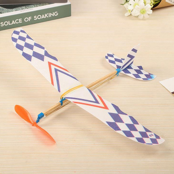 Elastic Powered Glider Rubber Band Plane Flying Model Aircraft Kids DIY Toy CO 