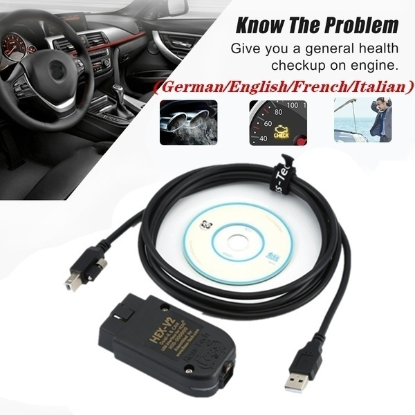 VCDS HEX-V2 V2 18.9 CAN USB Interface Car Auto Fault Diagnosis Wire Cable  with CD software (German/English/French/Italian): Buy Online at Best Price  in UAE 