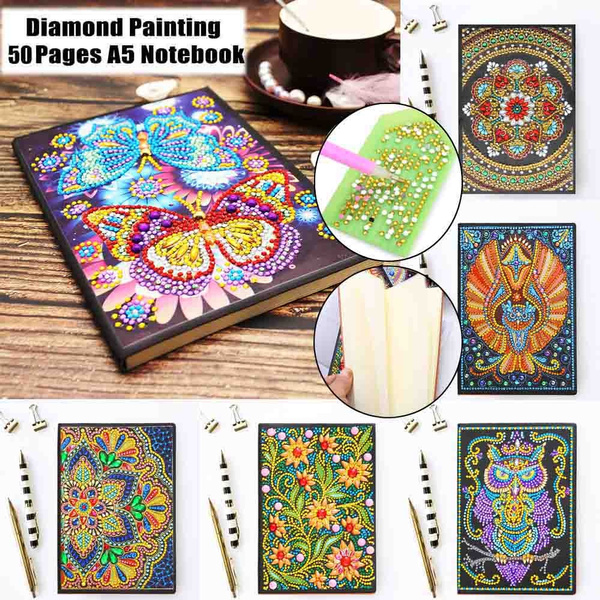 50/64 Pages 5D Diamond Painting Notebook Embroidery Special Shaped  Rhinestone Cross Stitch A5 Mosaic Painting DIY Embroidery Painting Gift  Butterfly