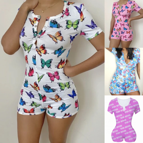 Short onesie pajamas online womens