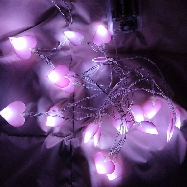 1Pc Battery Operated Cloth Fairy Lights Romantic Love Heart Shaped LED ...