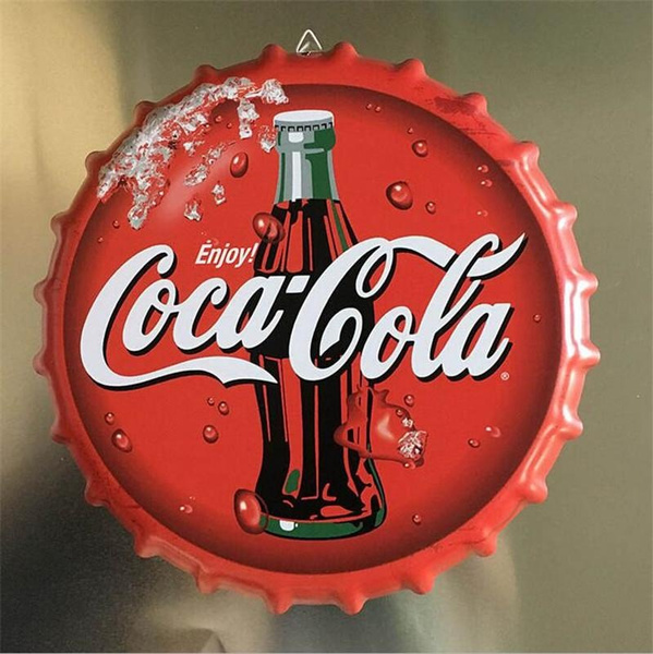 BRAND NEW Coca-Cola Large Bottle Cap Steel Sign Red with White Script Logo 