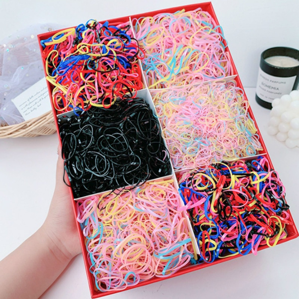 200/1000pcs Colourful Elastic Hair Rope Sweet Children Girls Braids TPU ...