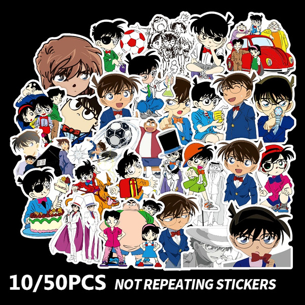 Detective Conan Case Closed Sticker Pack of 50 Stickers Water Bottles Detective Conan Case Closed Computers Waterproof Durable Stickers Classic Japanese Anime Stickers for Laptops