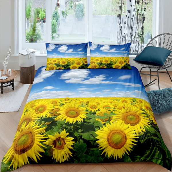 Nature Theme Sunny Sky Comforter Cover, Twin Bed Comforter Sets Toddler Girl Uk