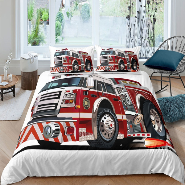 Fire Fighting Theme Bedding Set, Fire Truck Bedding Twin