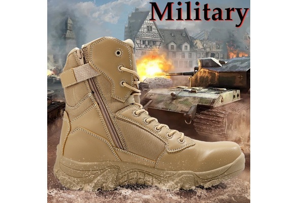 Combat Boots for Men Outdoor Water Proof Leather Buskin Army Boots