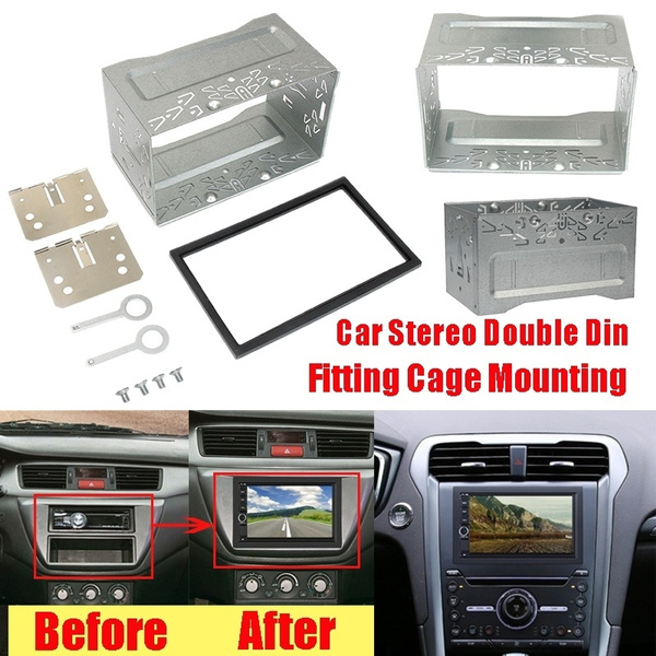 LHHY Universal Double Din Mounting Metal Installation Kit Fitting Cage for 2 DIN in Dash Car Stereo Radio