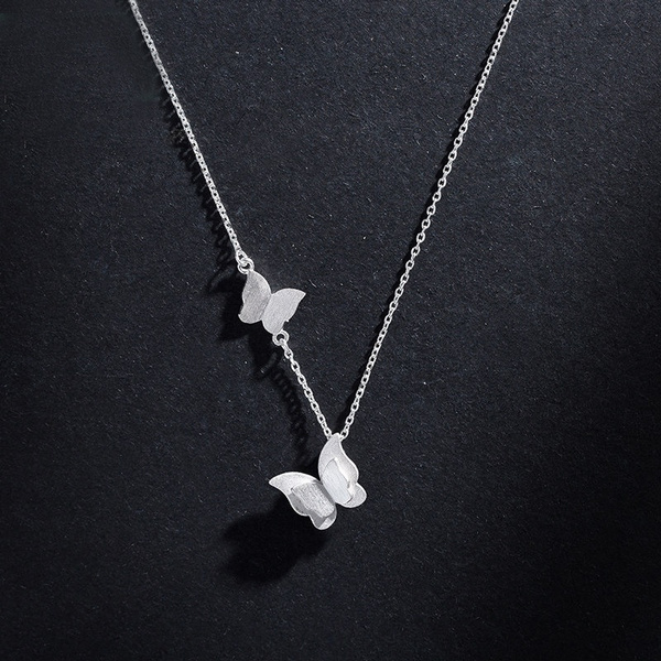 Silver butterfly online necklace choker