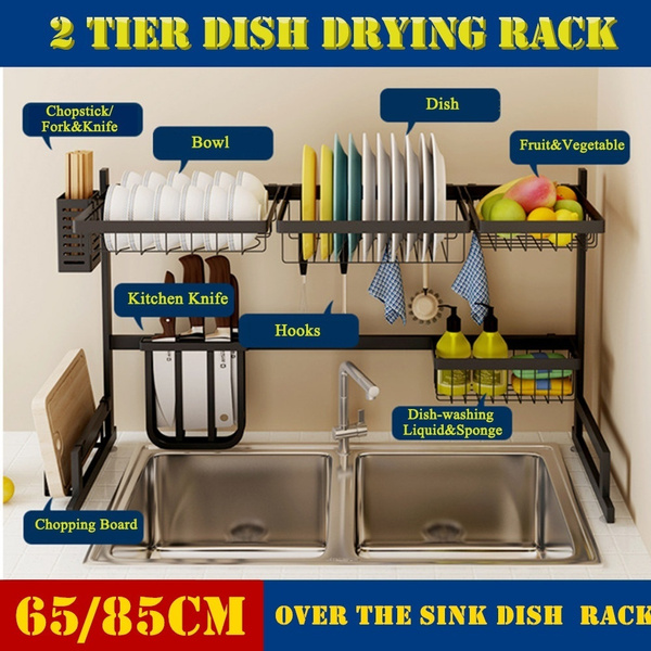 Kitchen Shelf Organizer Dish Drying Rack Over Sink Utensils Holder Bowl  Dish Draining Shelf Kitchen Storage