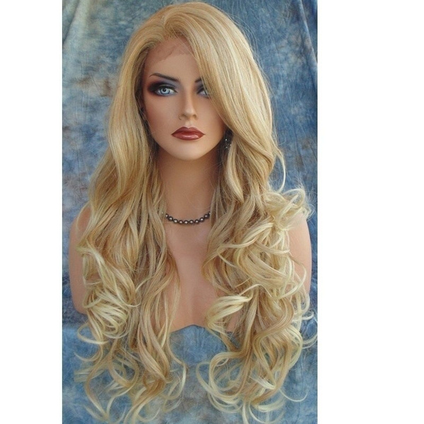 Realistic long blonde sale wig