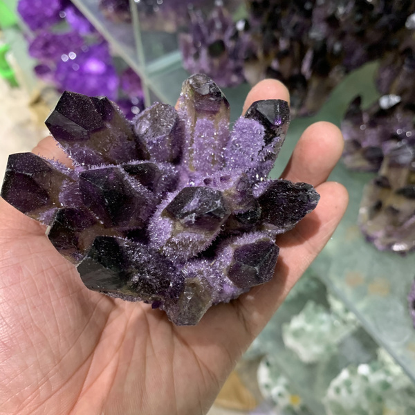 New Find Purple Phantom Quartz Crystal Cluster Mineral Specimen